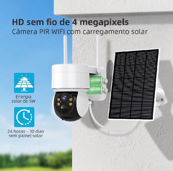 Câmera de Segurança 4G Solar com Visão Noturna e Detecção de Movimento