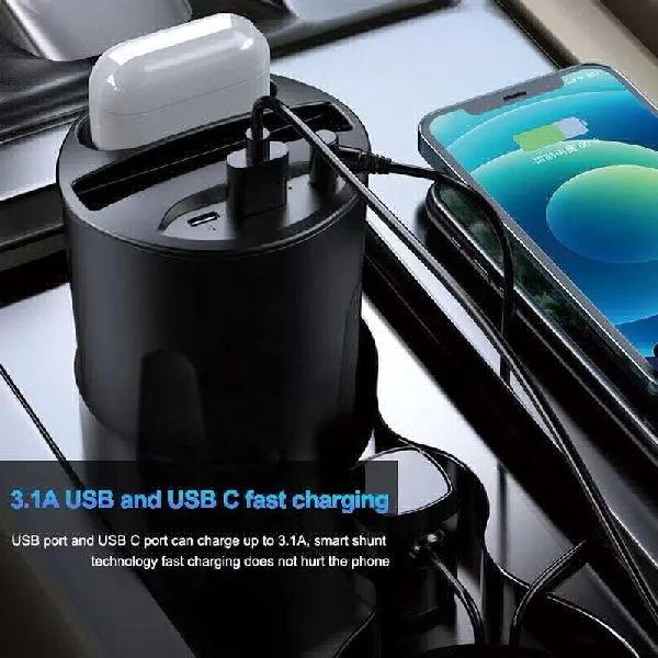 Copo carregador de carro sem fio para iPhone 12, 13, 14, 15 Pro Max, AirPods Pro 2, Samsung Galaxy S21, S20, Huawei, Xiaomi, rápido