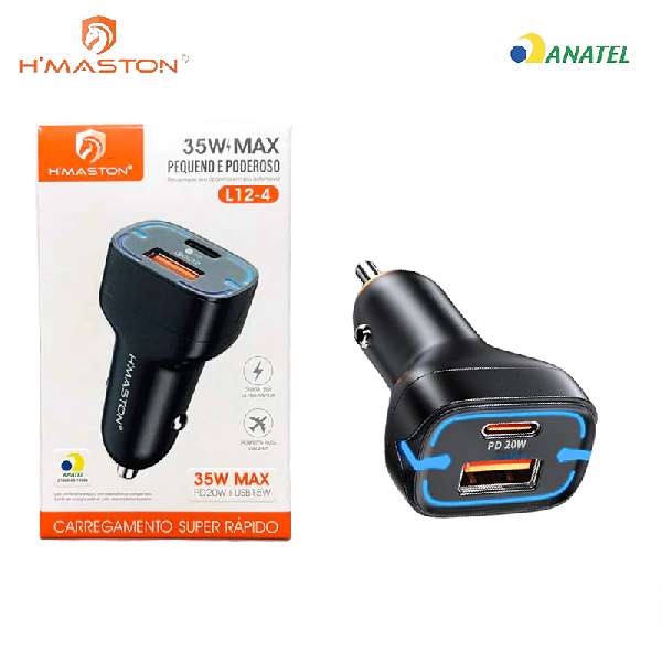 Carregador para carro 35 w carga rápida H'Maston 